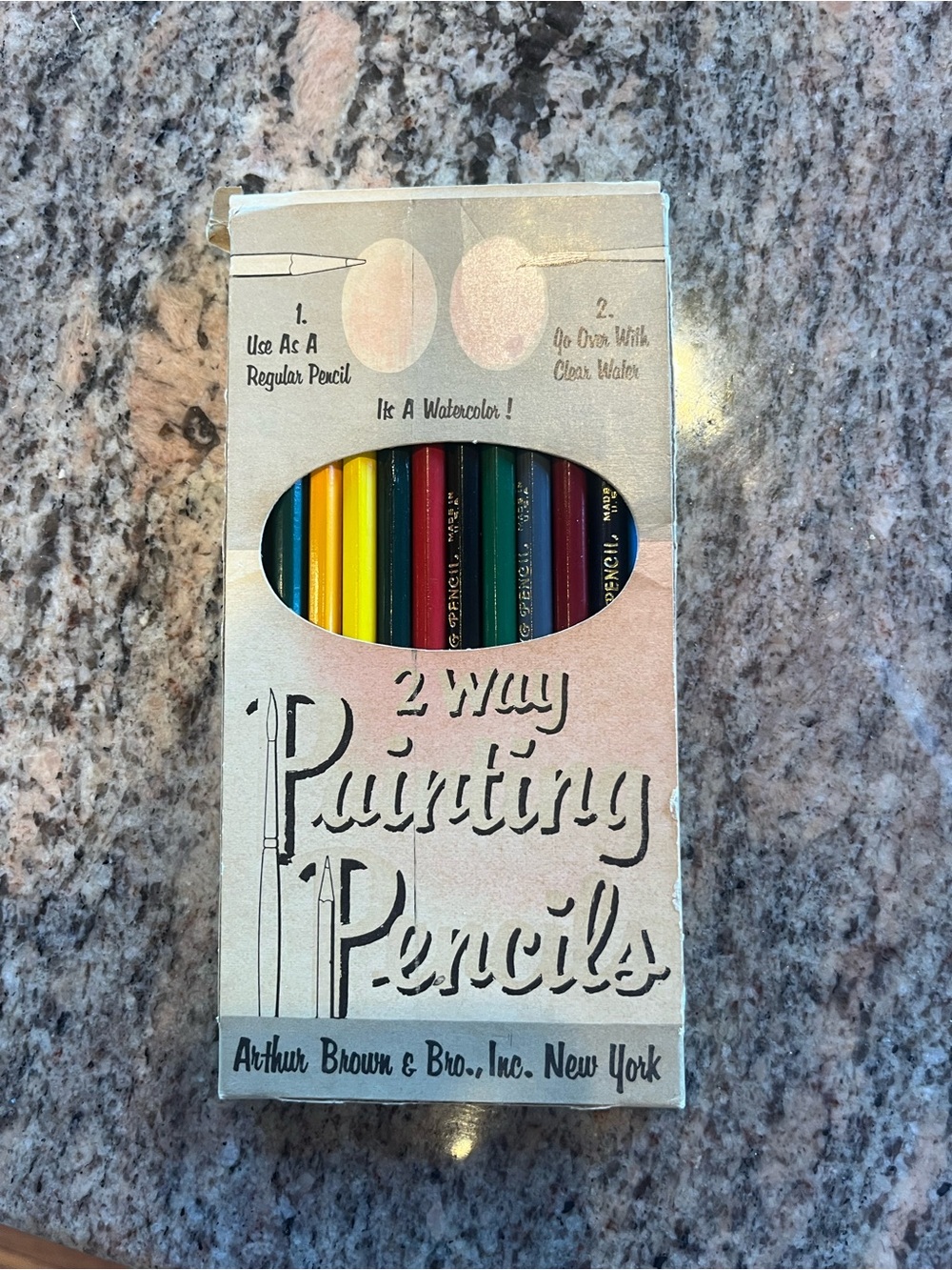Vintage Arthur Brown & Bro. 2 Way Painting Pencils 12 Pack 1950s New Rare HTF
